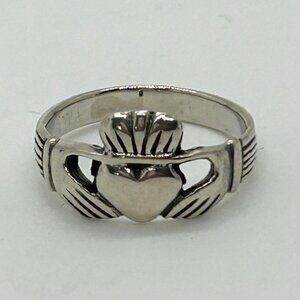 Vintage Sterling Silver Claddagh Ring Irish Celtic Jewelry Signed HVP 925 Size 6